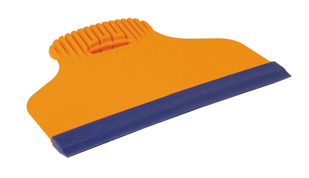 Orange and blue squeegee on a white background