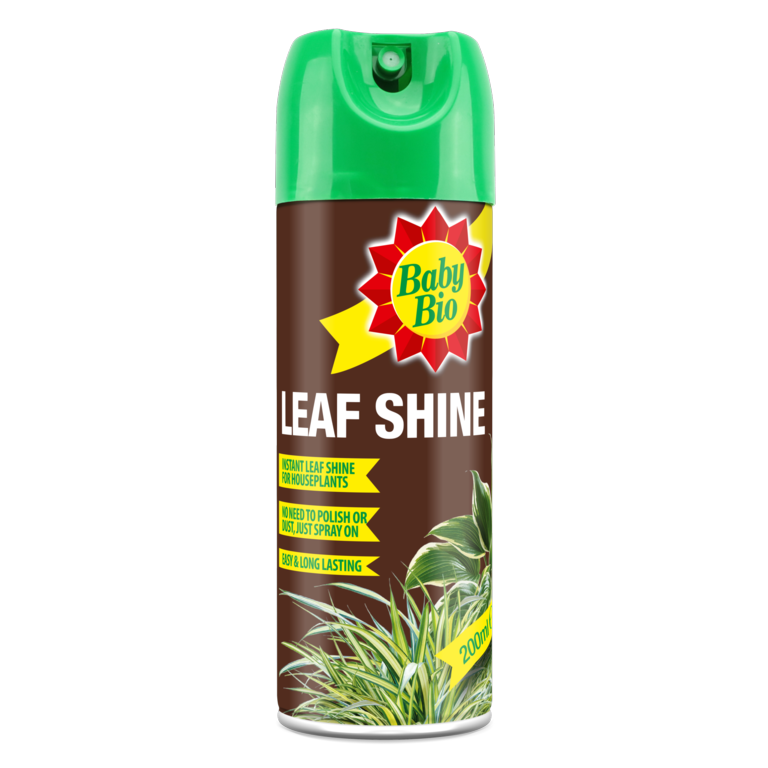 Baby Bio Leaf Shine spray can on a white background
