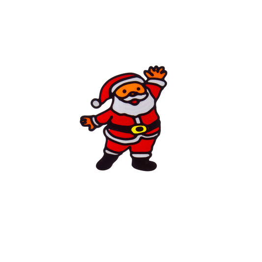 Cartoon Santa Claus waving on a white background