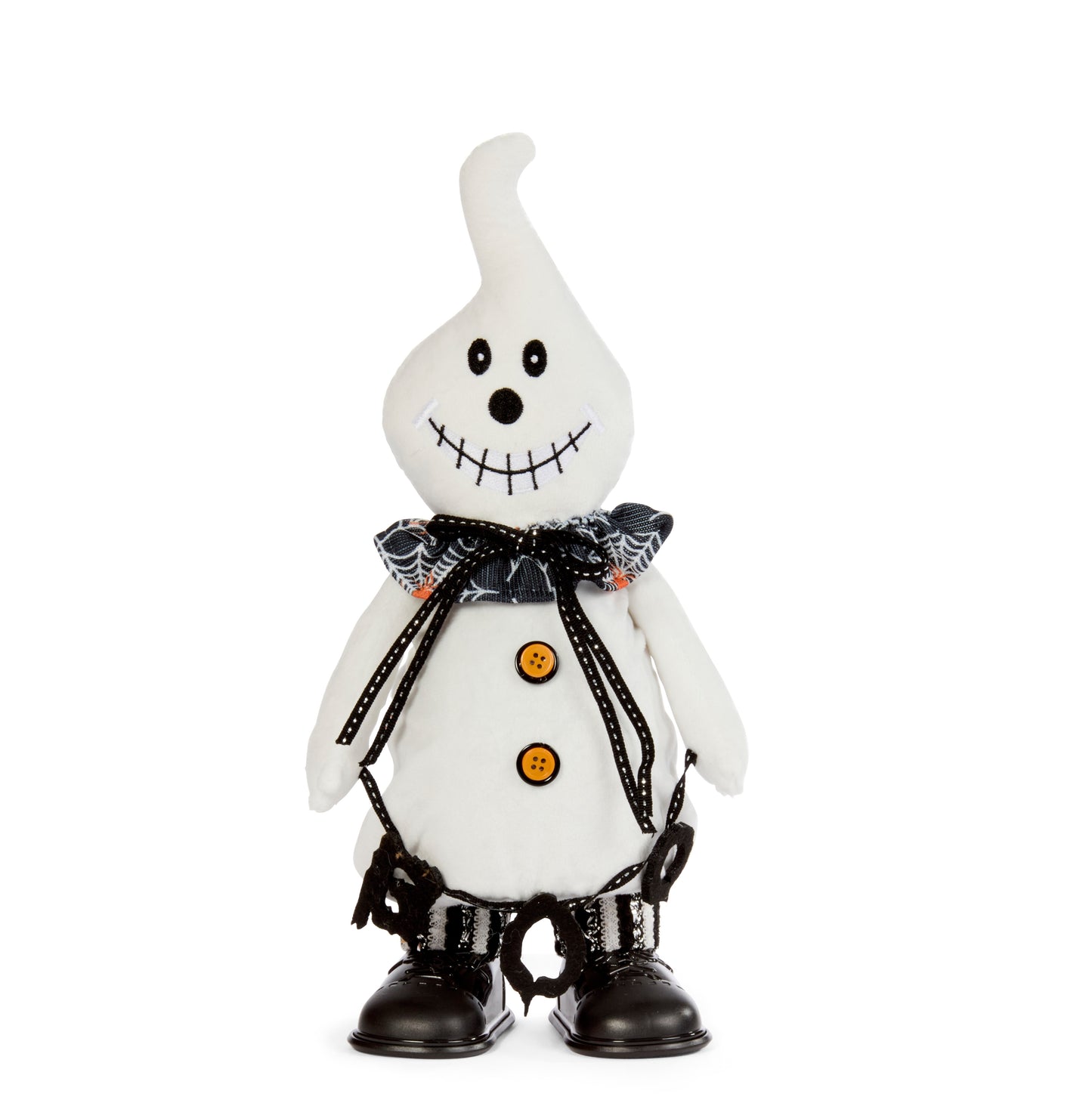 Halloween-themed ghost figurine with a bow tie on a white background