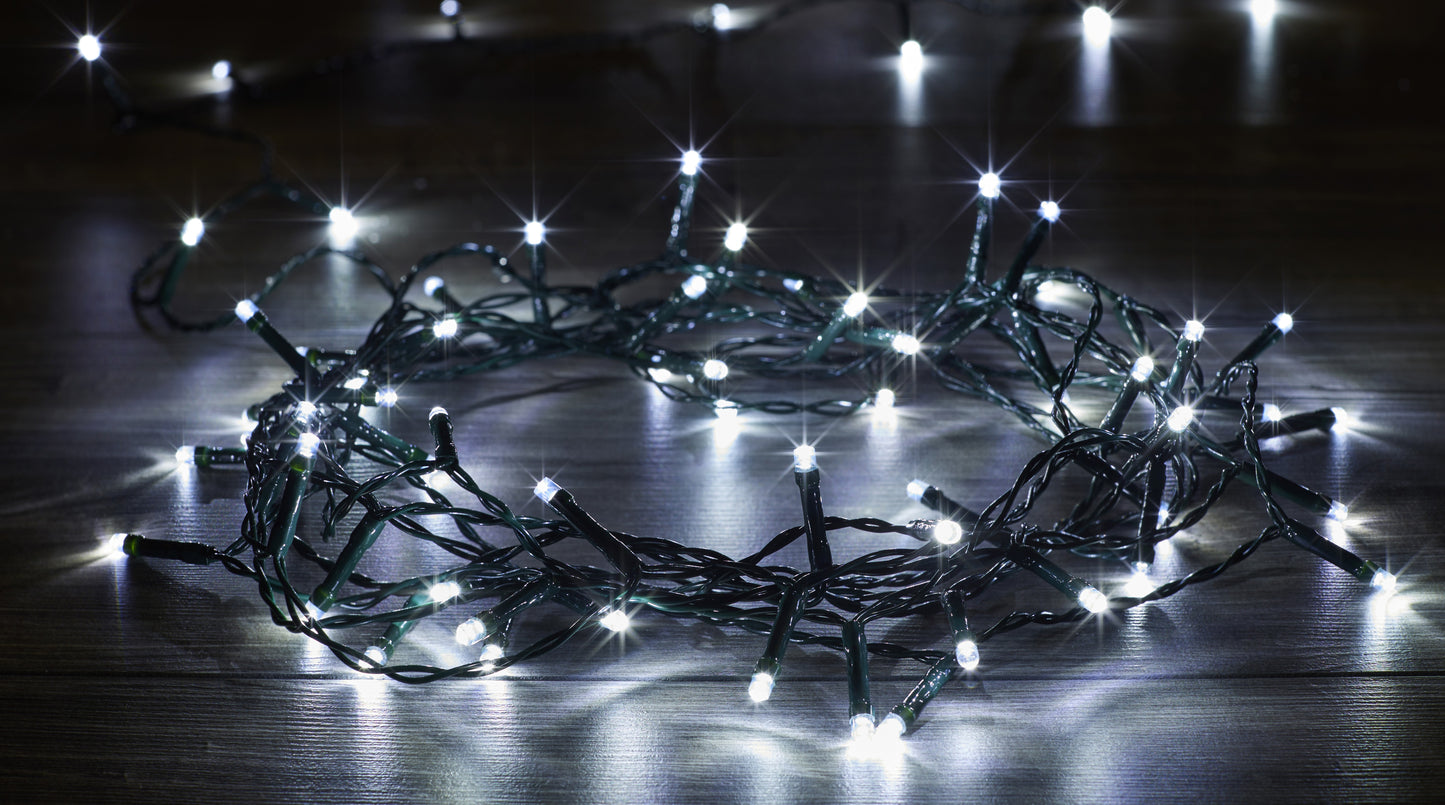 String of lights on a dark surface
