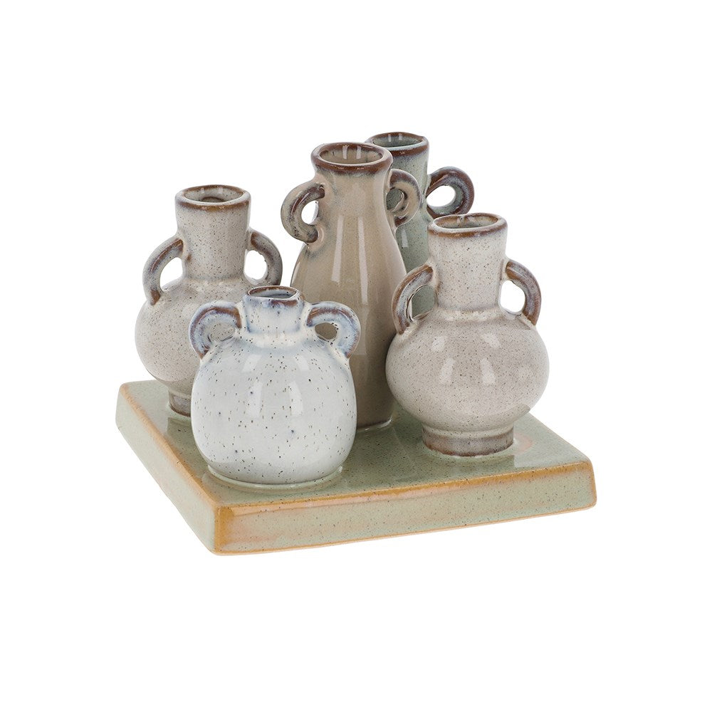 Petite Pottery 5 Stem Urns Square on a white background