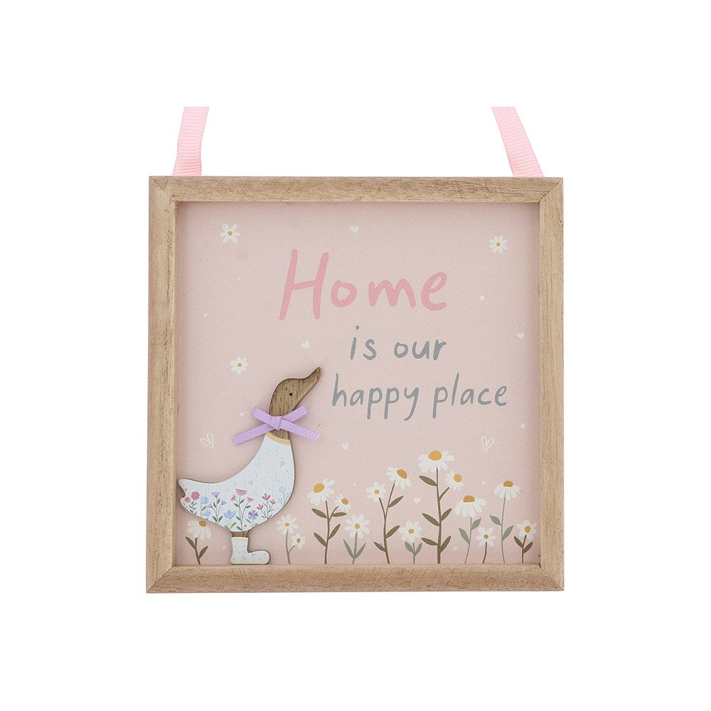 Ditsy Ducks Hanging Square Plaque Home