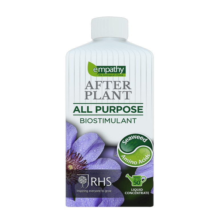 Bottle of 'After Plant' all-purpose biostimulant with branding on a white background