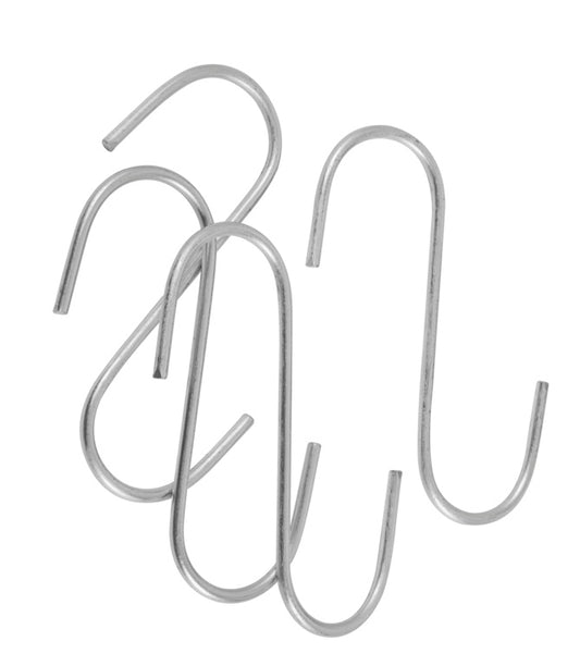 Metal S hooks on a white background
