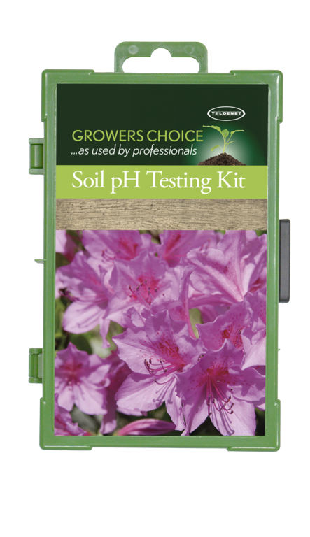 Soil pH Testing Kit packaging with purple flowers on a white background
