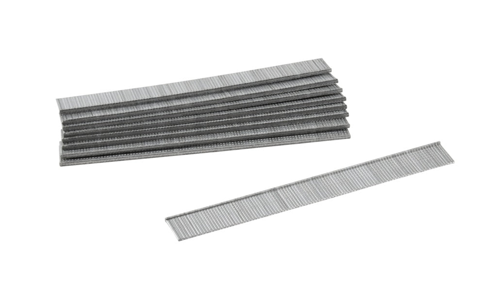 Stack of metal staples on a white background