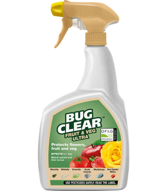 Bug Clear Fruit & Veg Ultra spray bottle on a white background