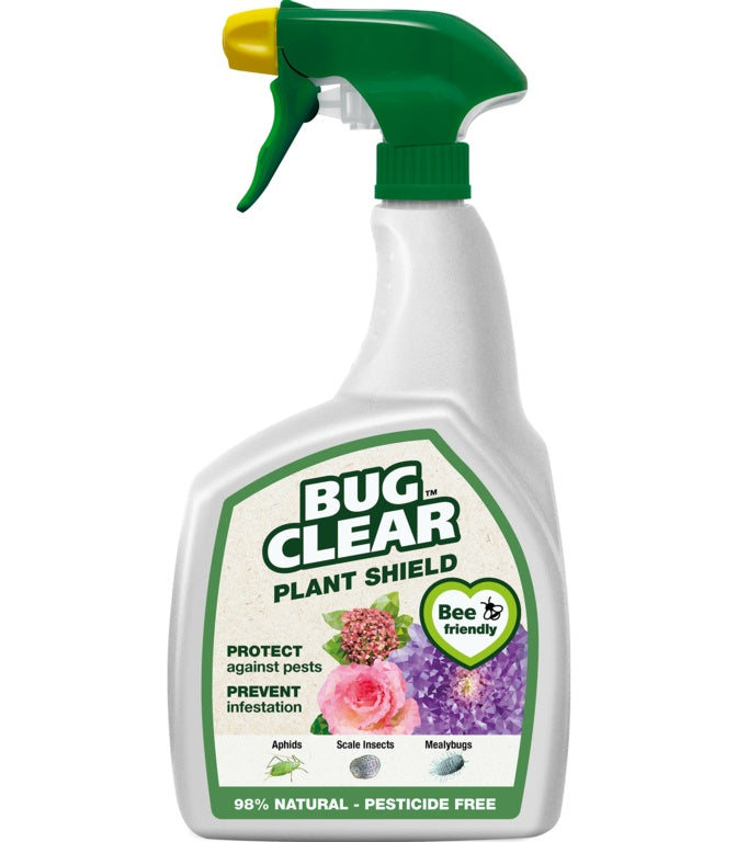 Bug Clear Plant Shield spray bottle on a white background