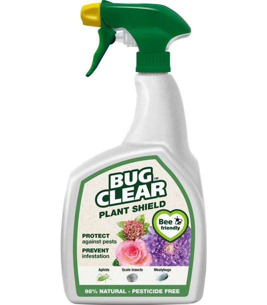 Bug Clear Plant Shield spray bottle on a white background