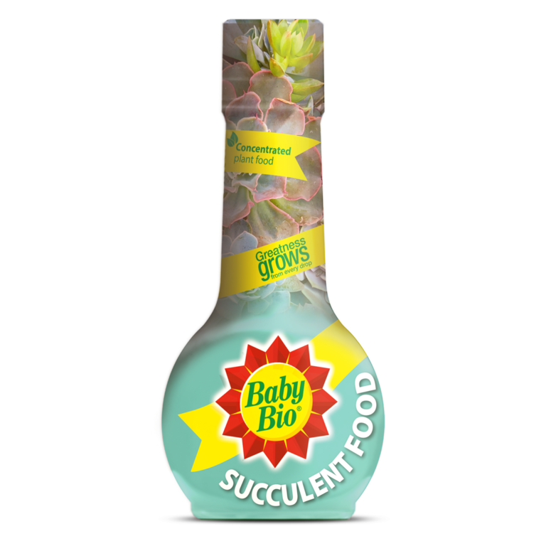 Baby Bio succulent food packaging on a white background