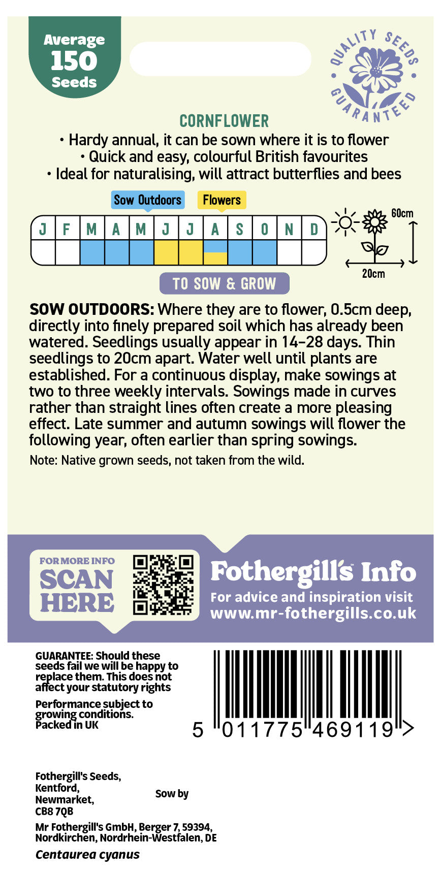 Mr Fothergill's Cornflower Seeds Packet