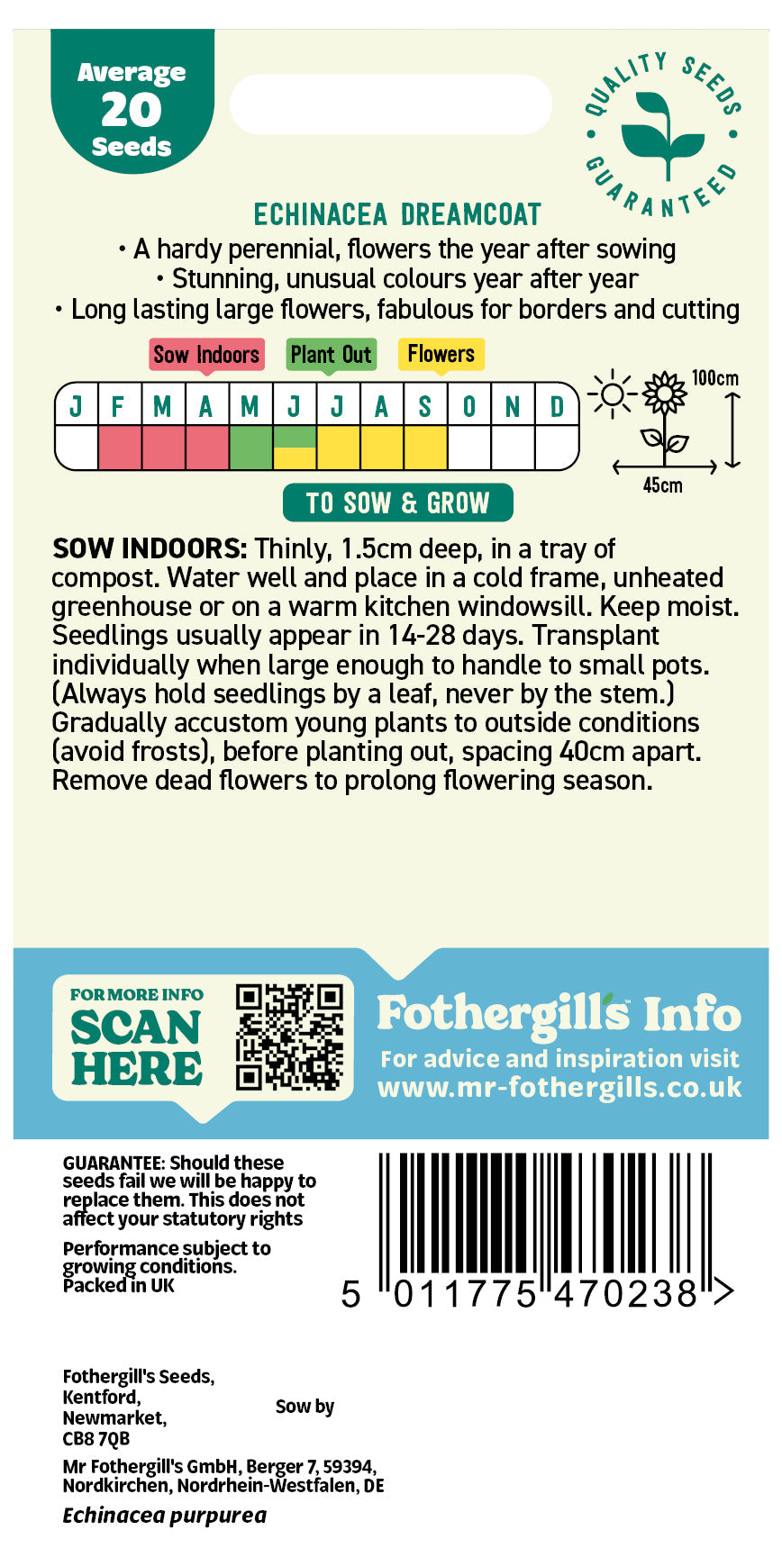 Mr Fothergill's Echinacea Dreamcoat Seeds Packet