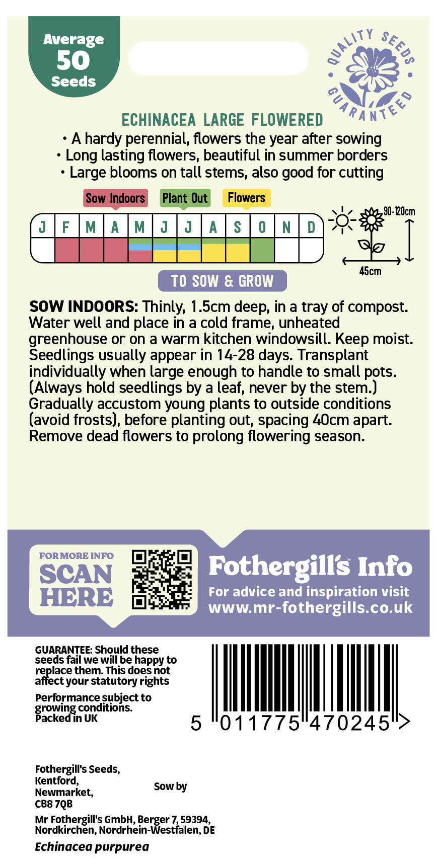 Mr Fothergill's Echinacea Large Flowered Seeds Packet