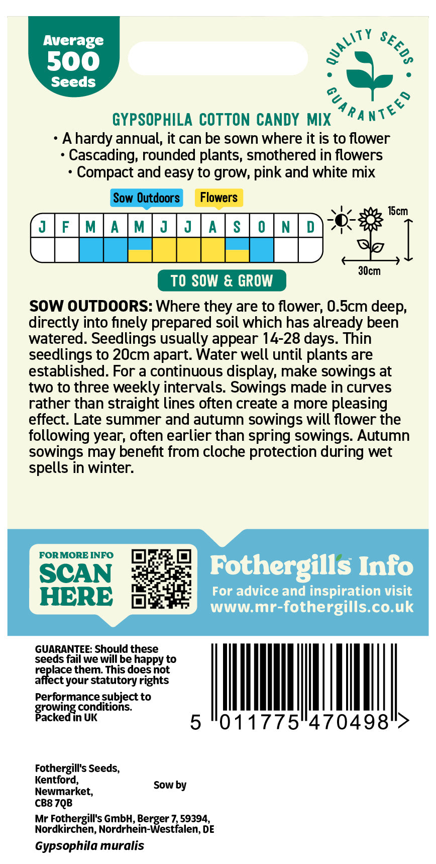 Mr Fothergill's Gypsophila Cotton Candy Mix Seeds Packet