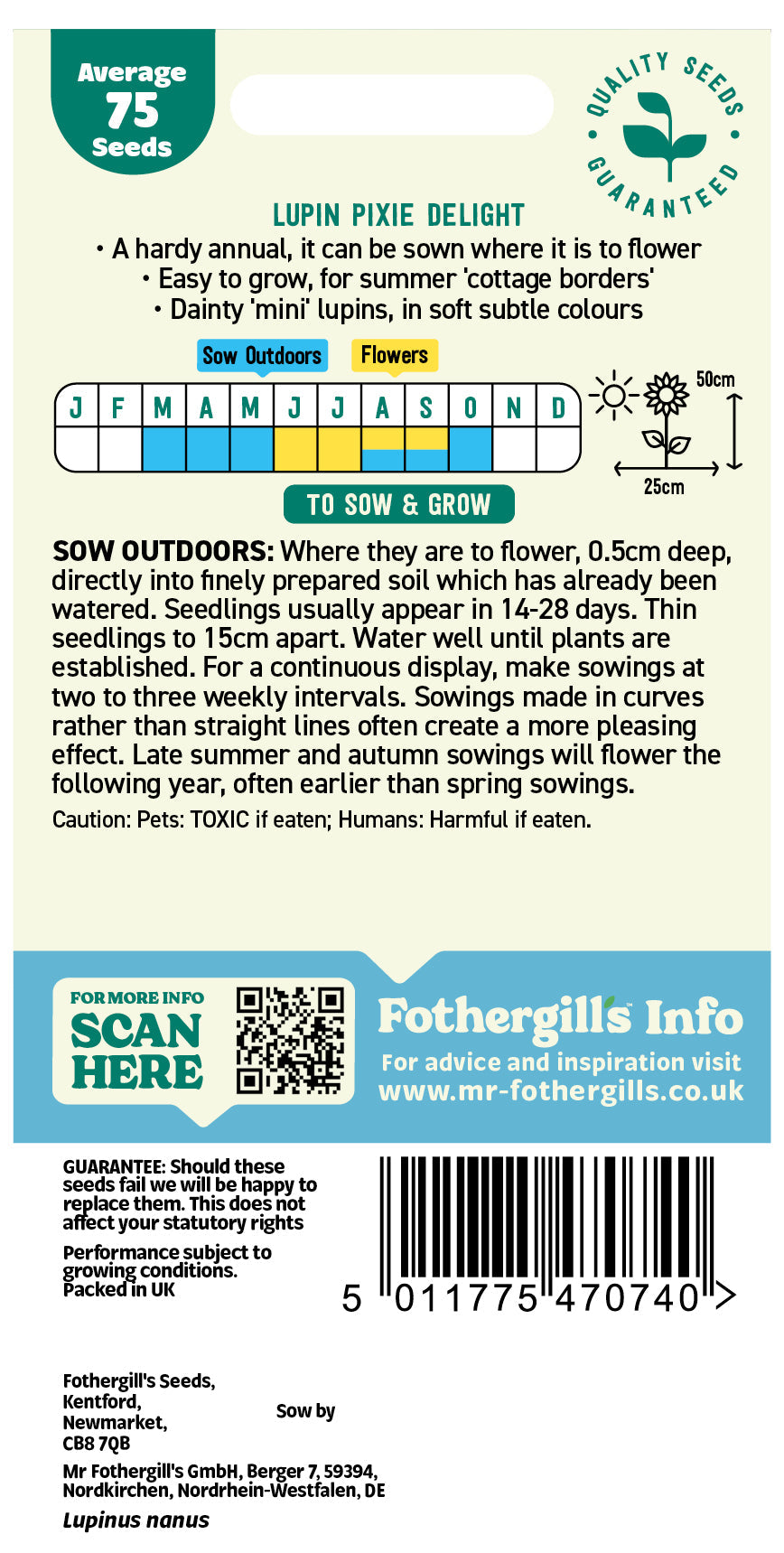 Mr Fothergill's Lupin Pixie Delight Seeds Packet