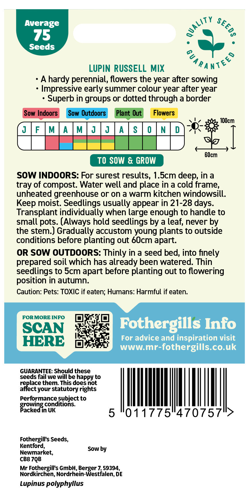 Mr Fothergill's Lupin Russell Mix Seeds Packet