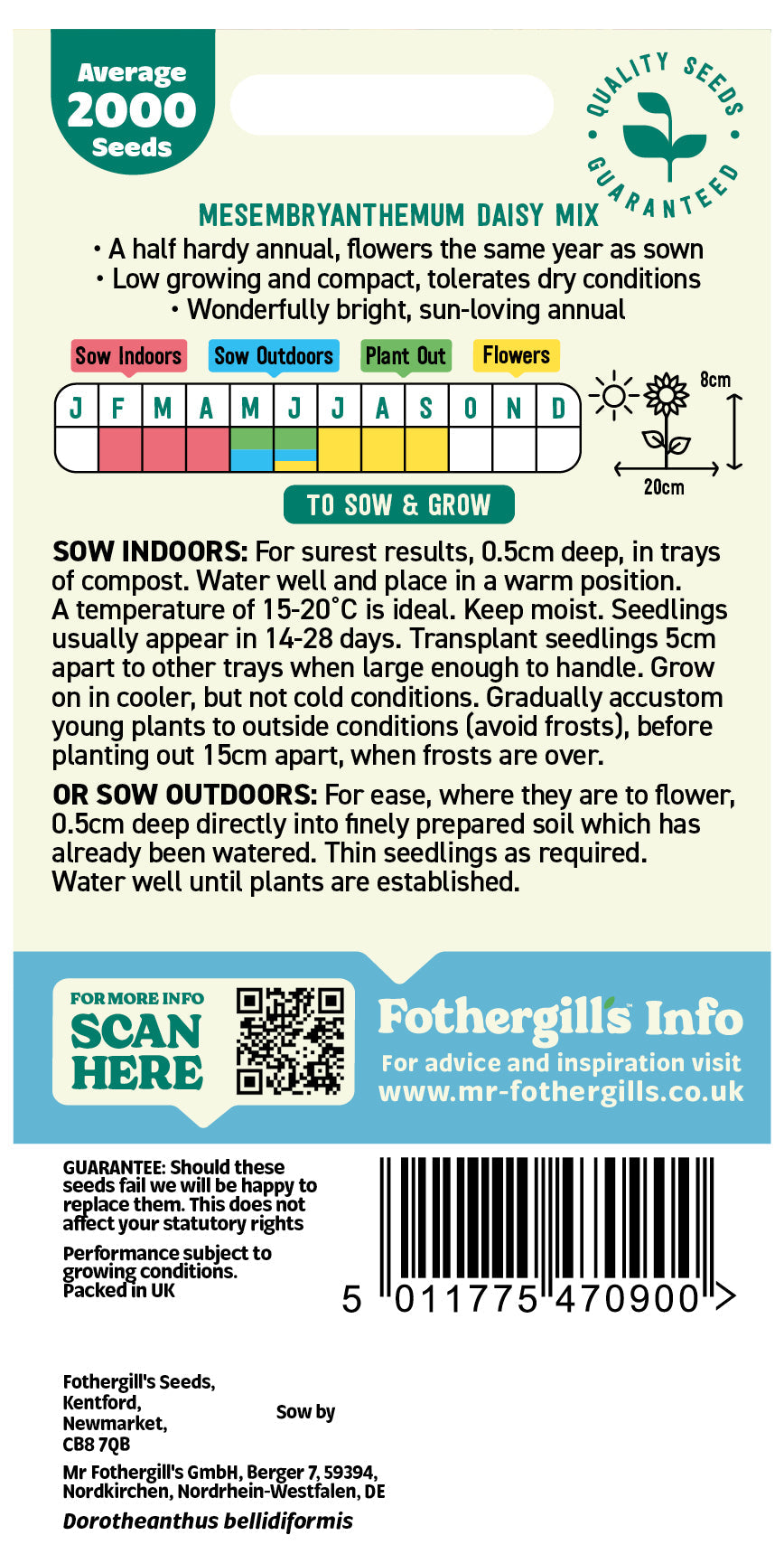 Mr Fothergill's Mesembryanthemum Livingstone Daisy Mix Seeds Packet