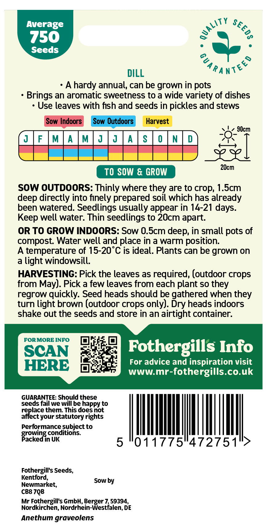 Mr Fothergill's Dill Seeds Packet