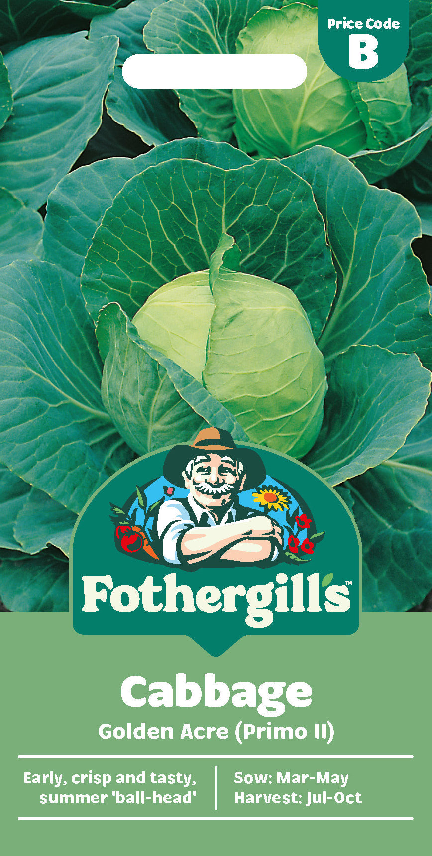 Mr Fothergill's Cabbage Golden Acre (Primo Ii) Seeds Packet