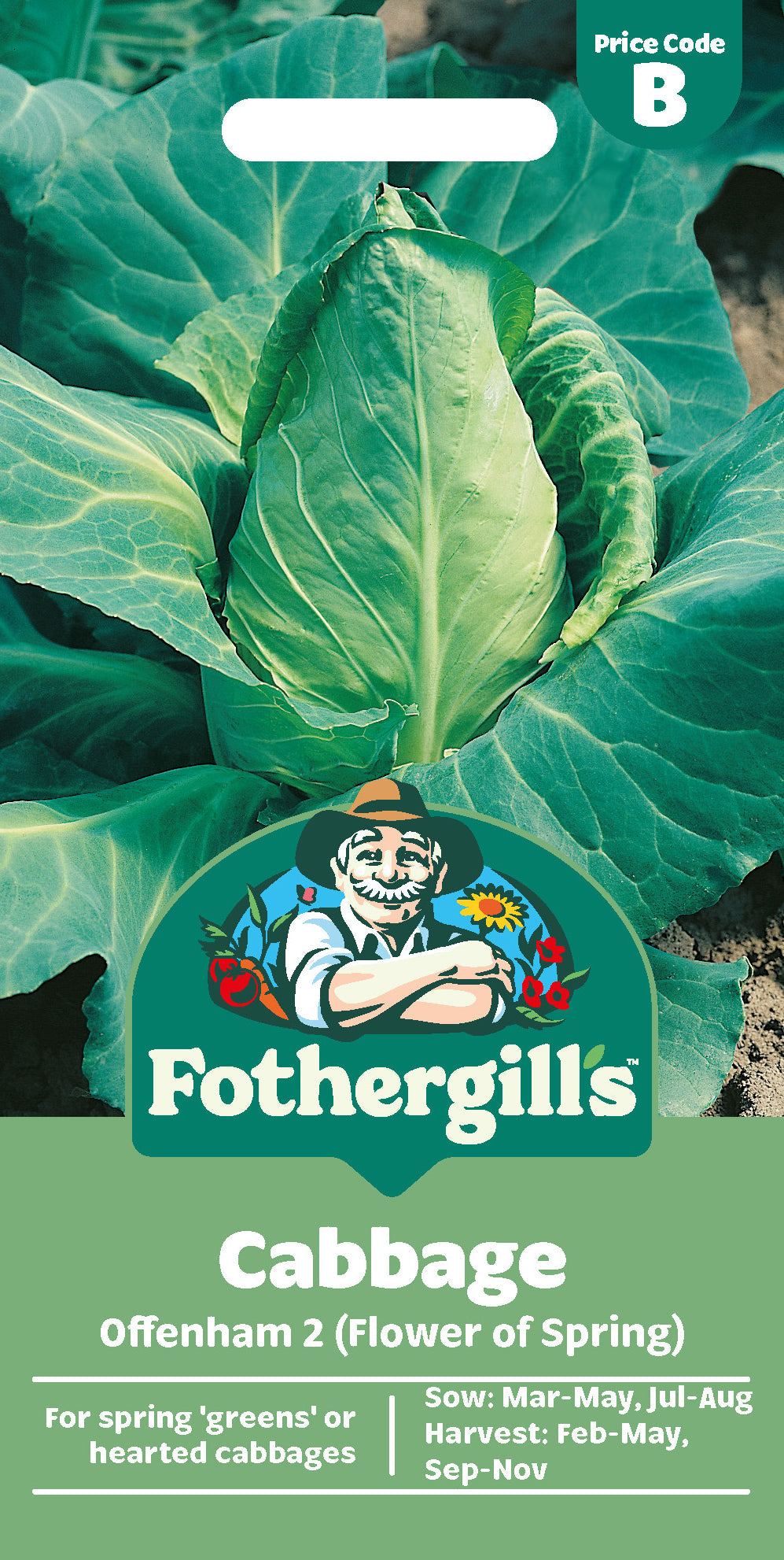 Mr Fothergill's Cabbage Offenham 2 (Flower Of Spring) Seeds Packet
