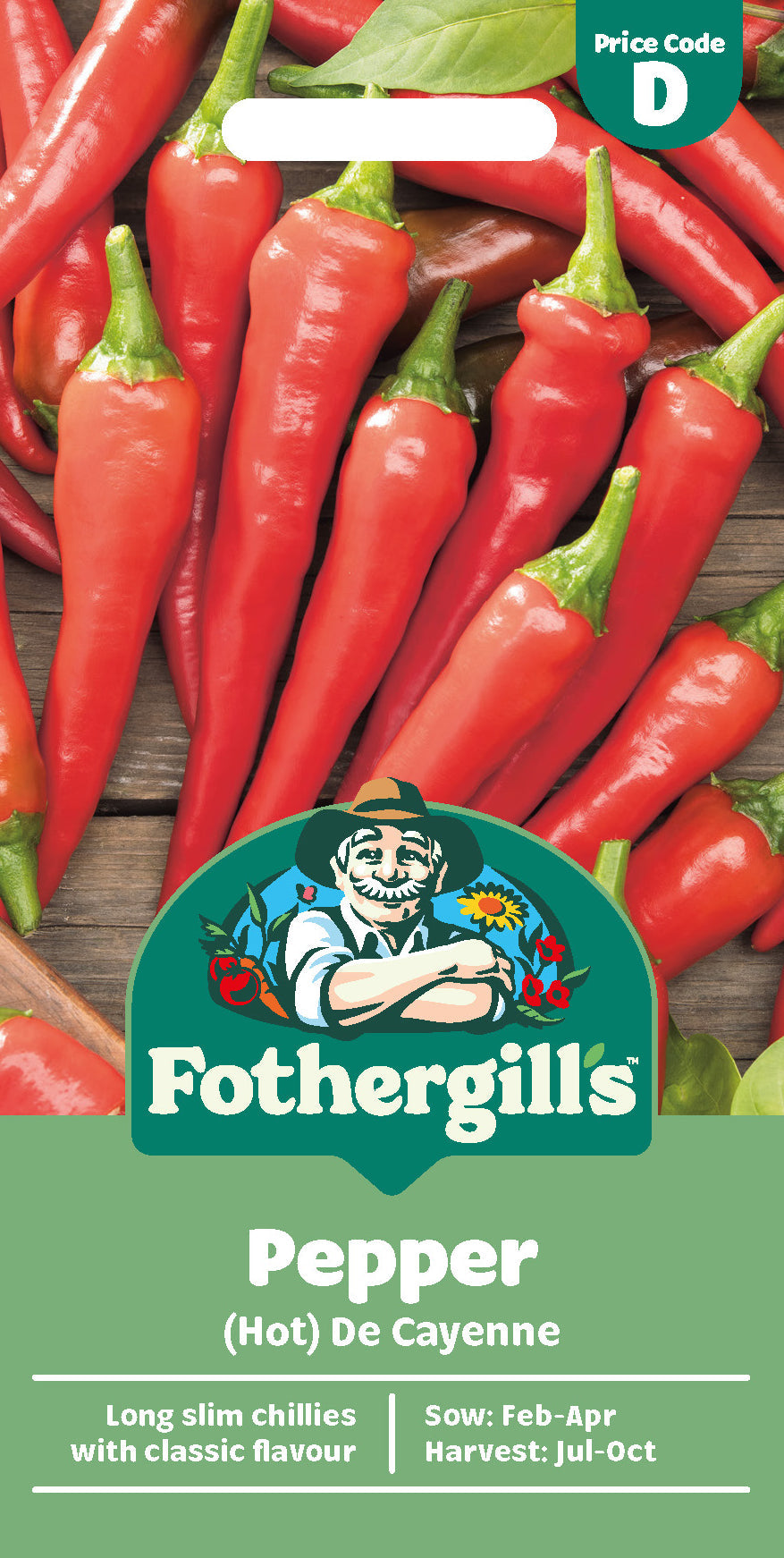 Mr Fothergill's Pepper (Hot) De Cayenne Seeds Packet