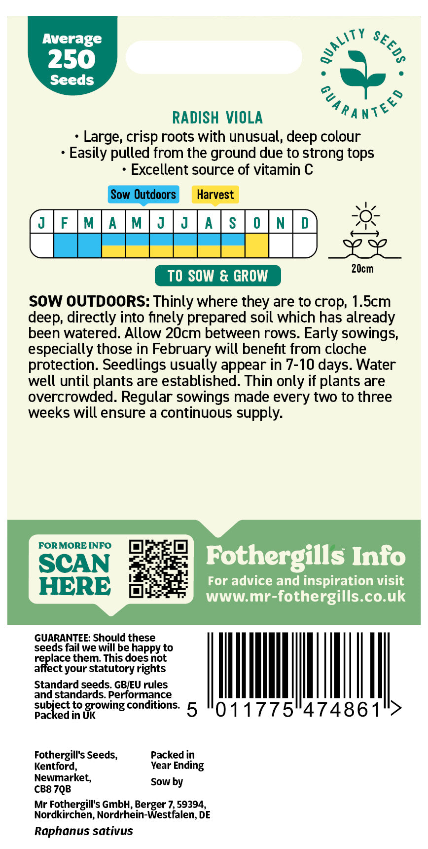 Mr Fothergill's Radish Viola Seeds Packet