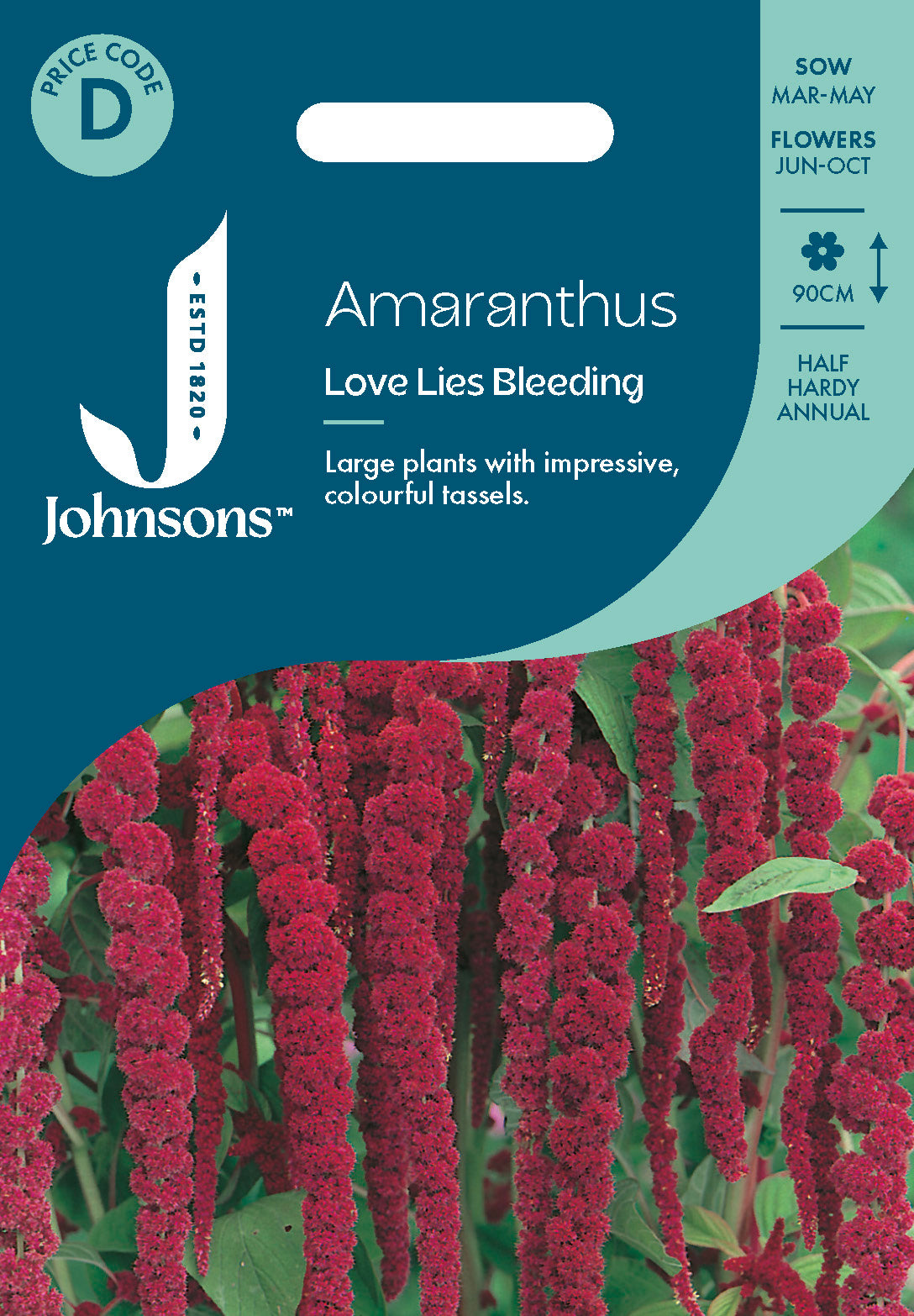 Johnsons Amaranthus - Love Lies Bleeding Seeds Packet
