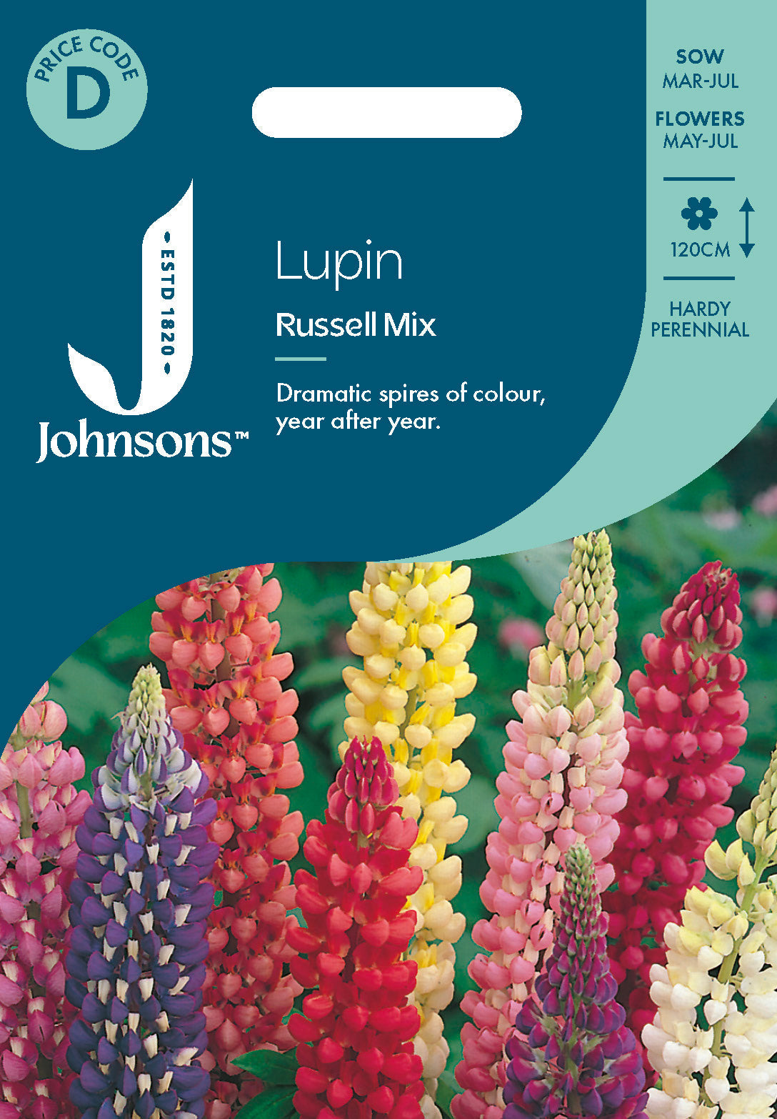 Johnsons Lupin Russell Mix Seeds Packet