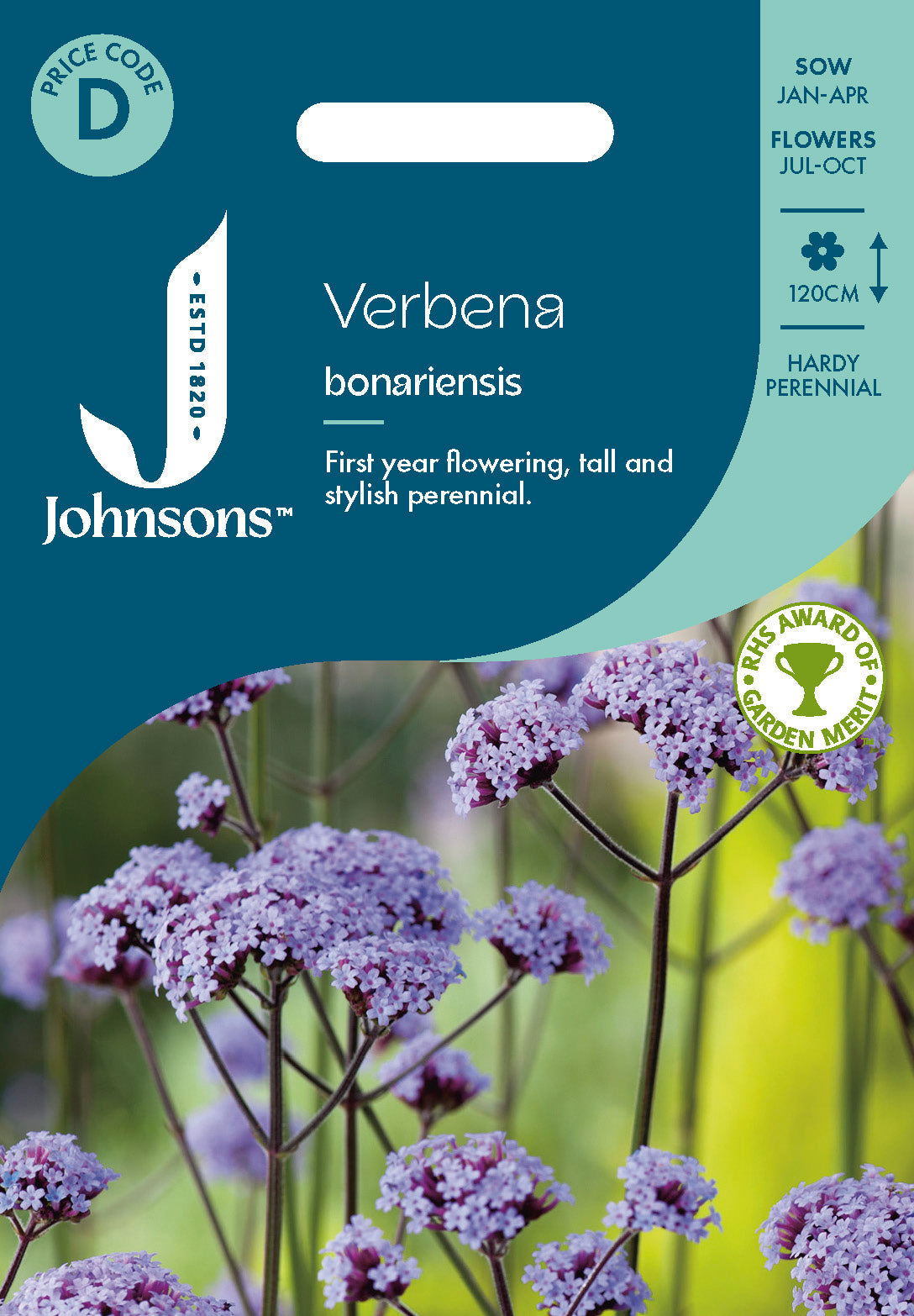 Johnsons Verbena Bonariensis Seeds Packet