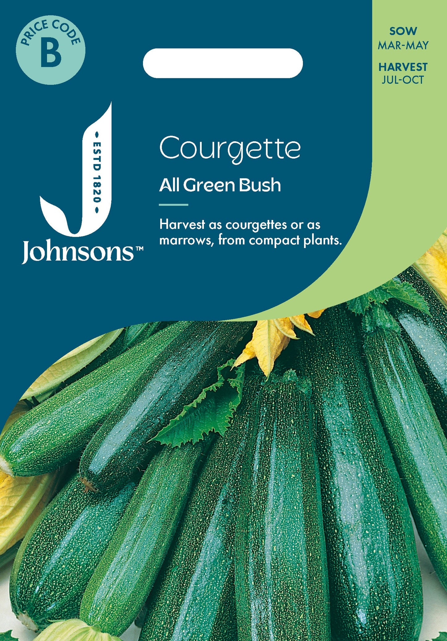 Johnsons Courgette All Green Bush Seeds Packet