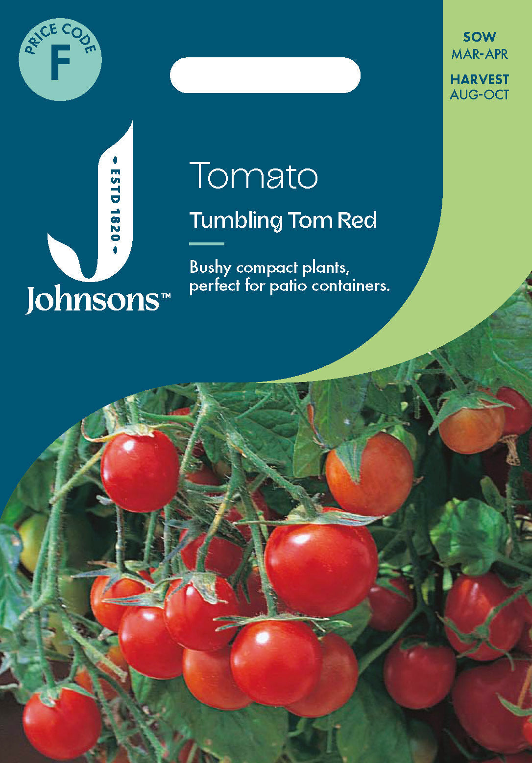 Johnsons Tomato Tumbling Tom Red Seeds Packet