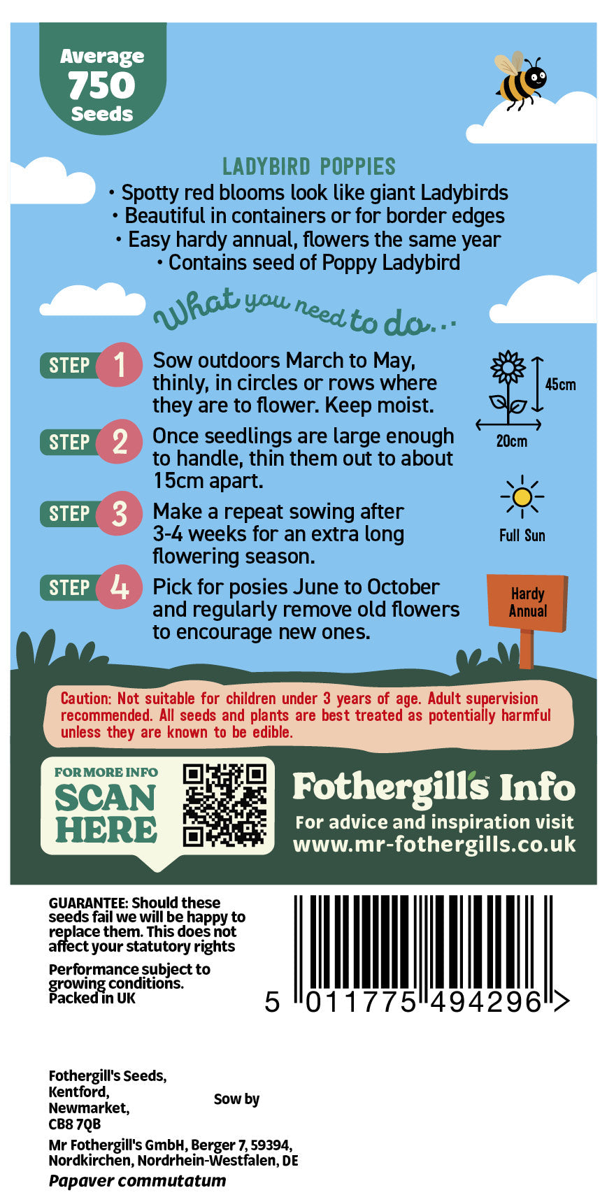 Mr Fothergill's Ladybird Poppies Seeds Packet