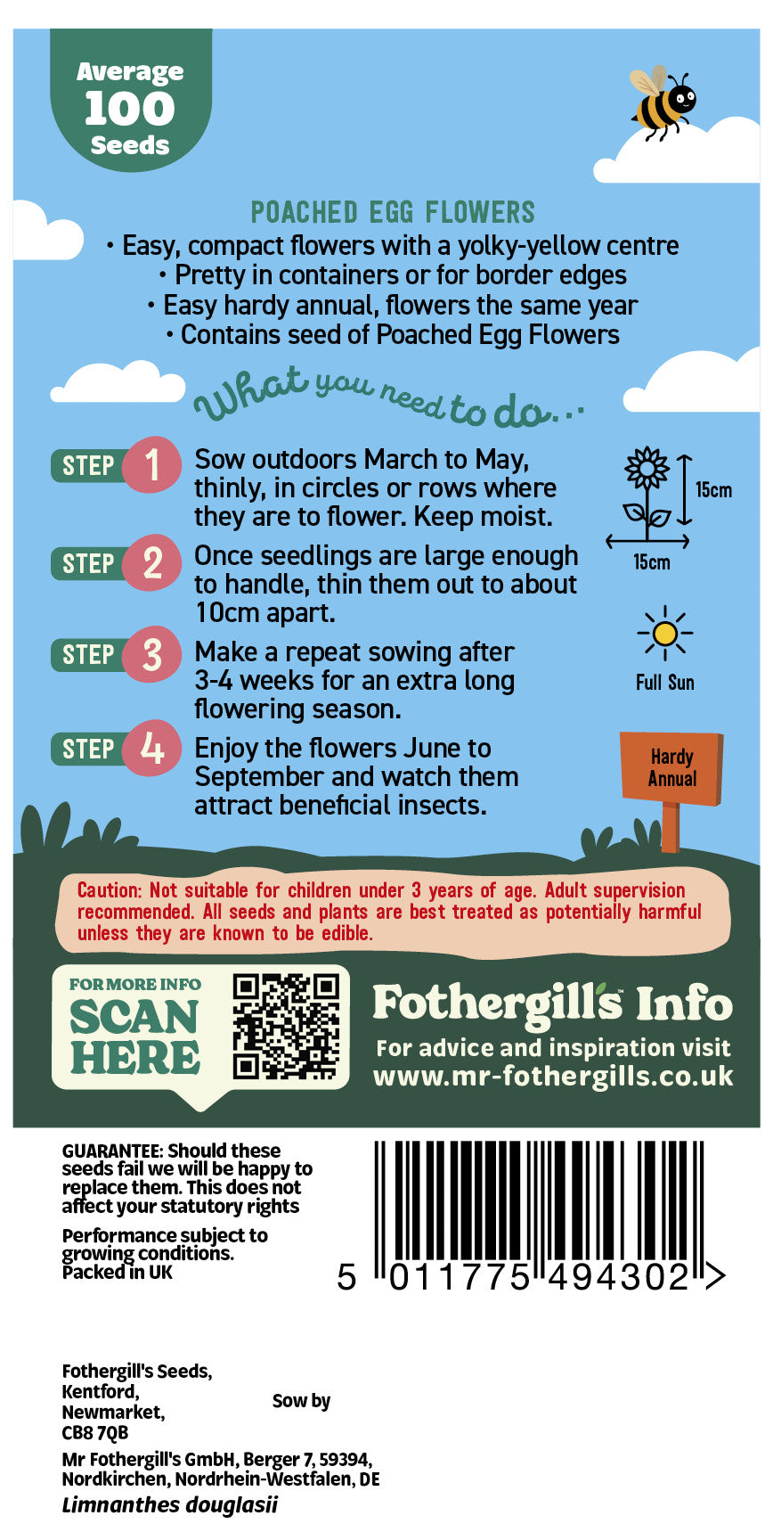 Mr Fothergill's Poached Egg Flowers Seeds Packet