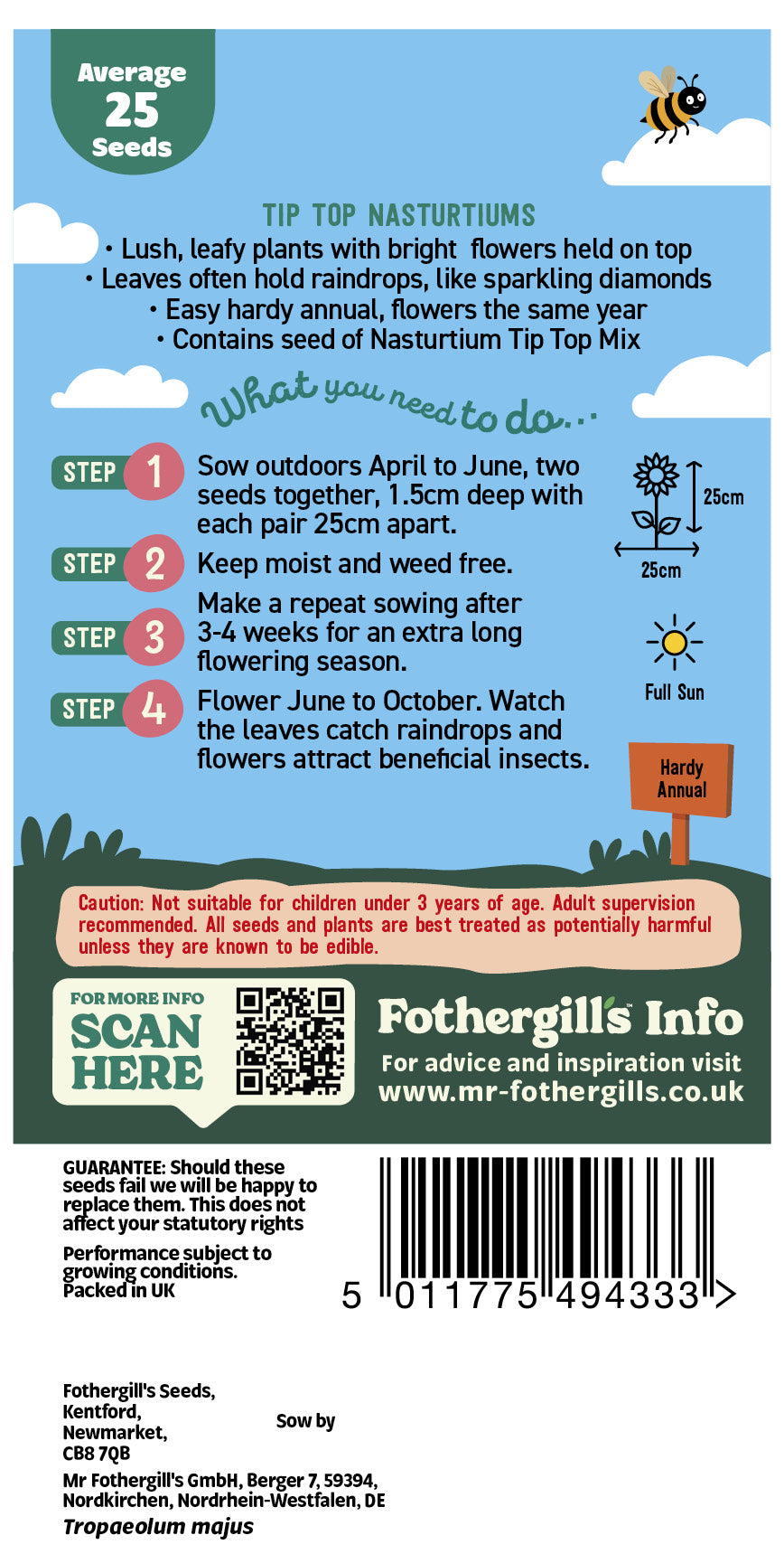 Mr Fothergill's Tip Top Nasturtiums Seeds Packet