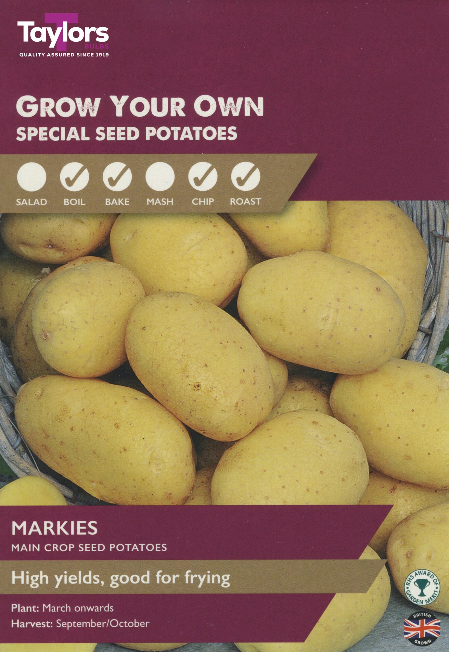 Taylors Bulbs Markies Main Crop Seed Potatoes 8 Pack