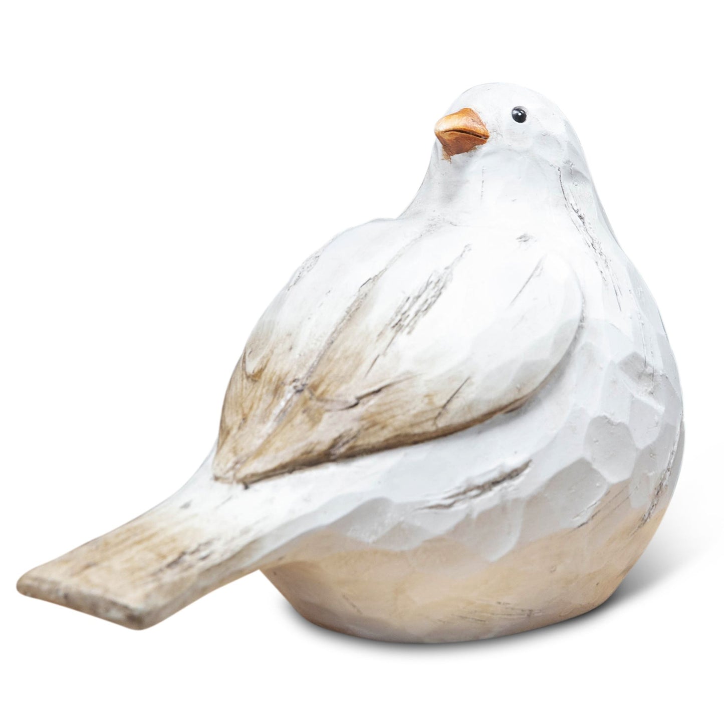 White ceramic dove figurine on a white background