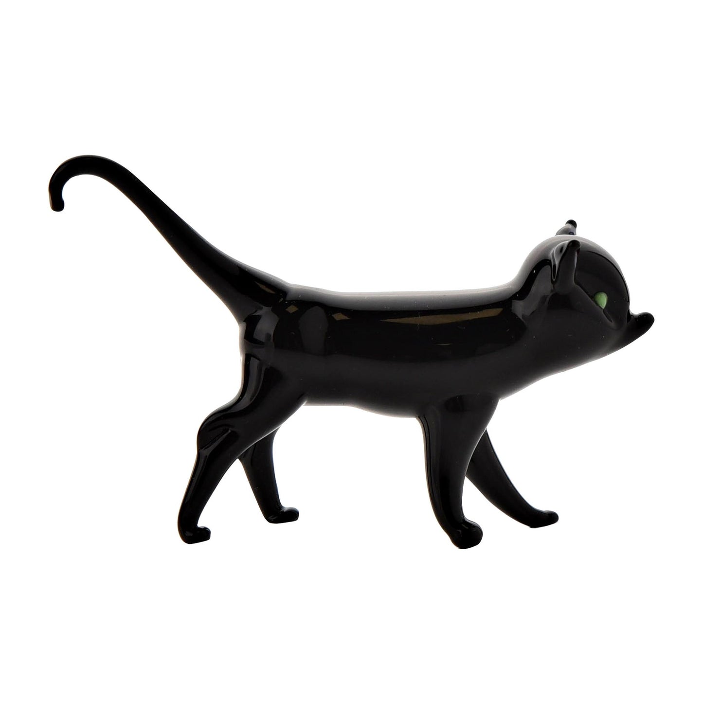 Black cat-shaped object on a white background
