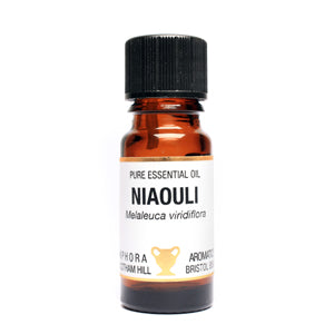 Niaouli essential oil bottle on a white background