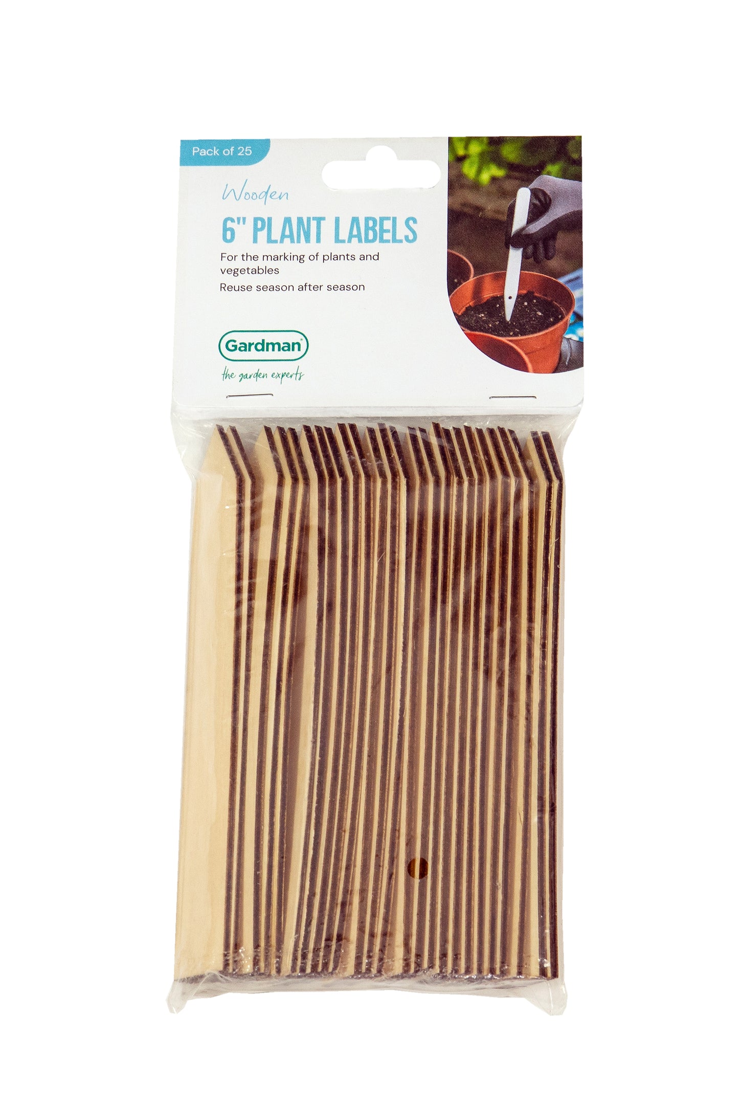 Gardman 6" Wooden Plant Labels - 25 Pack