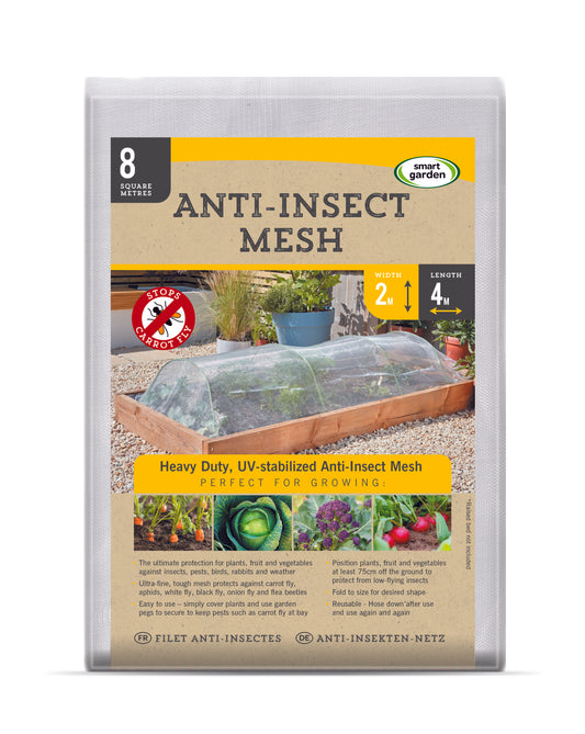 Package of anti-insect mesh with garden scene on the label