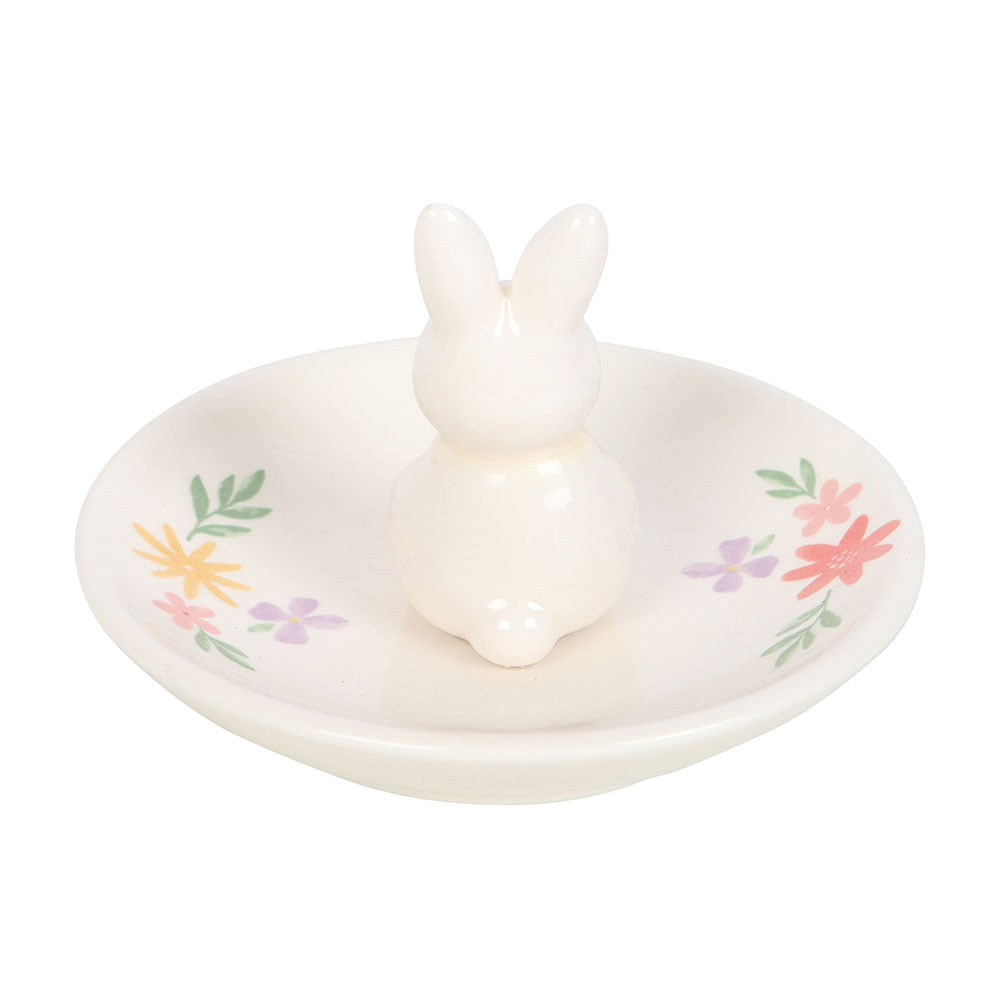 Ceramic ring holder with bunny design on a white background