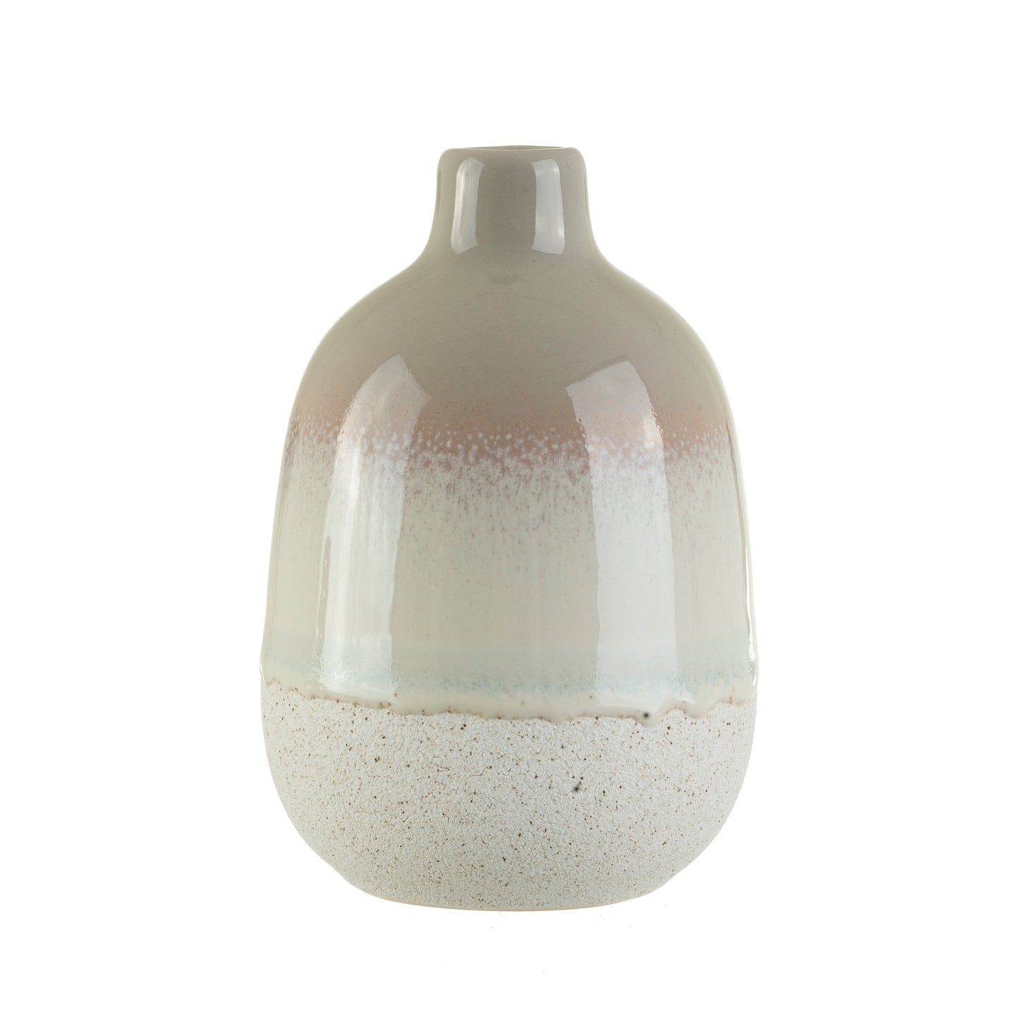 Ceramic vase with gradient design on a white background