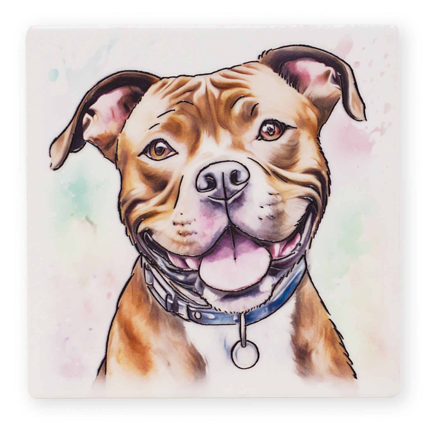 Illustration of a dog with a collar on a light background