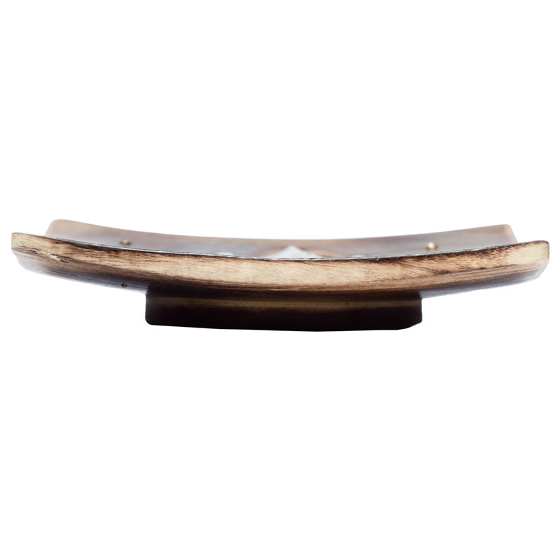 Mango Wood Square Carved Geometric Ash Catcher Incense Sticks Burner