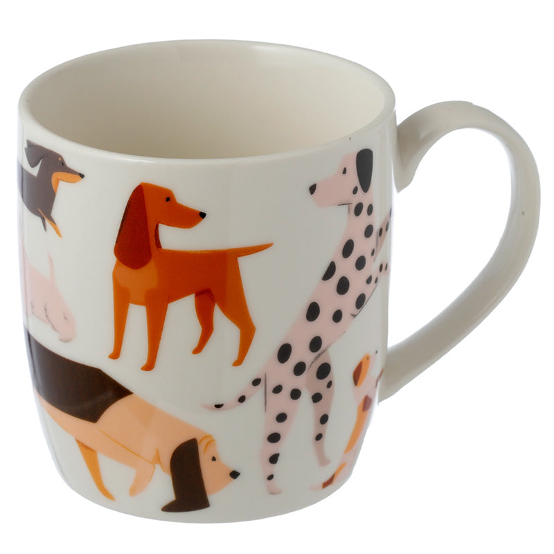 Mug with dog illustrations on a white background