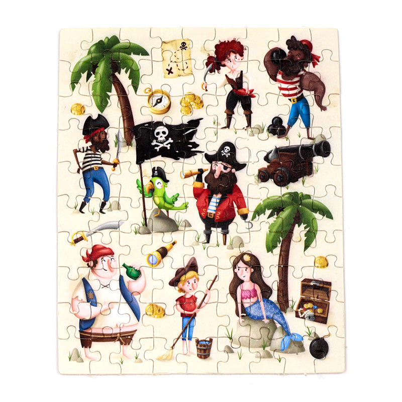 Pirate-themed children's puzzle with various pirate characters and elements.