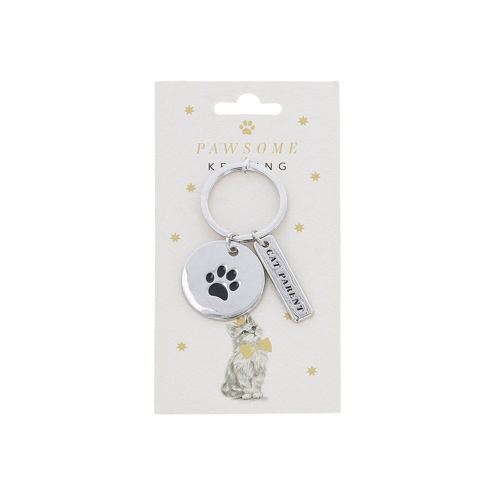 Keychain with paw print design on a white background