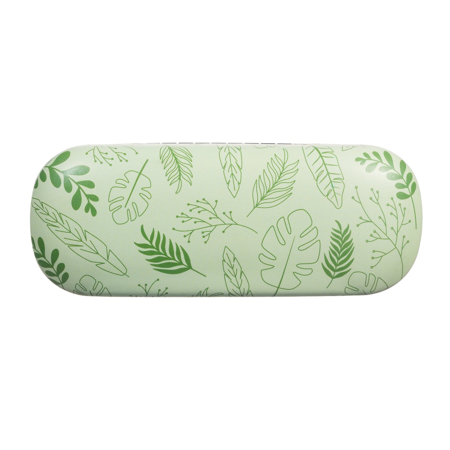 Green cylindrical pillow with leaf pattern on a white background