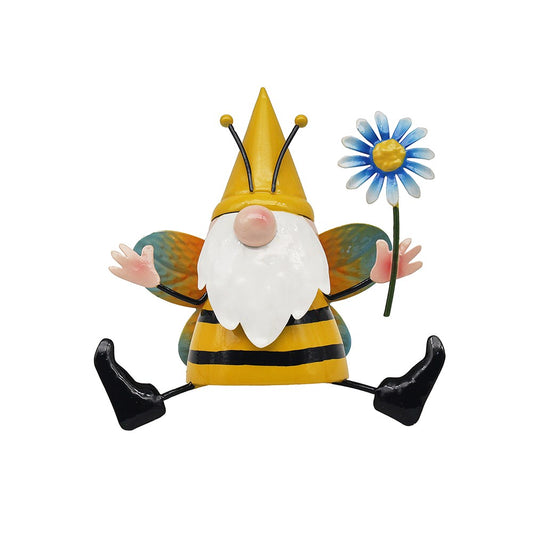 Yellow gnome holding a flower